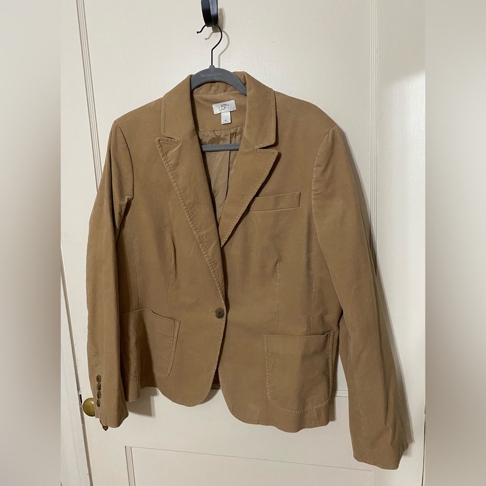 Ann Taylor Loft Khaki Corduroy Blazer Jacket Plus Size 18